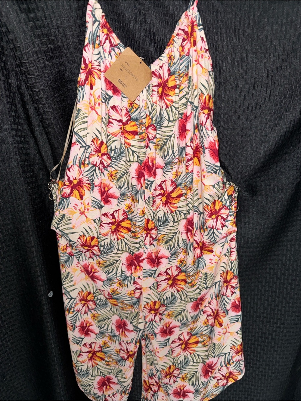 Angie Floral Spaghetti-Strap Dress in Pink, Red & Green